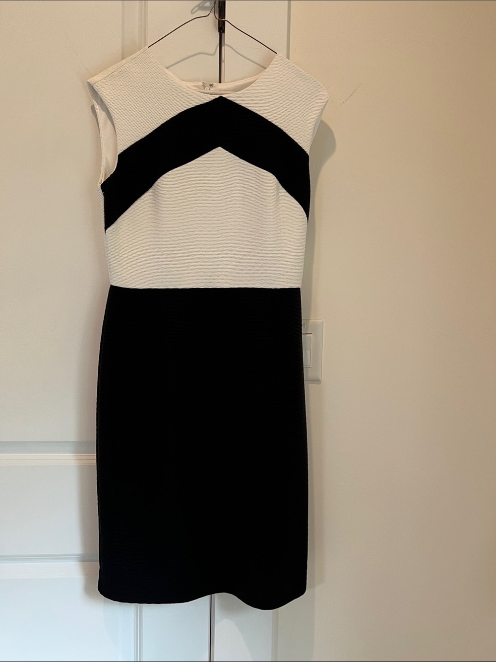 Calvin Klein Black and White Chevron Midi Dress
